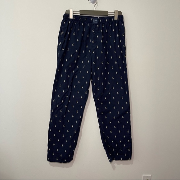 *sold* Polo Ralph Lauren Men’s Navy Blue Sleepwear Lounge Pants Logo M 32-34 - Picture 2 of 7